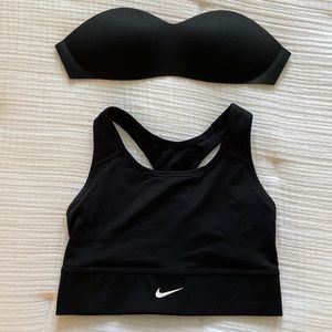 Nike Longline Swoosh Black Sports Bra